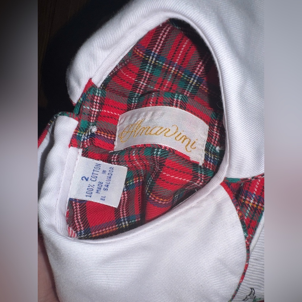 Vintage Anavini Girls christmas smocked dress Tartan Plaid Noah’s Ark size 2 - Picture 6 of 6